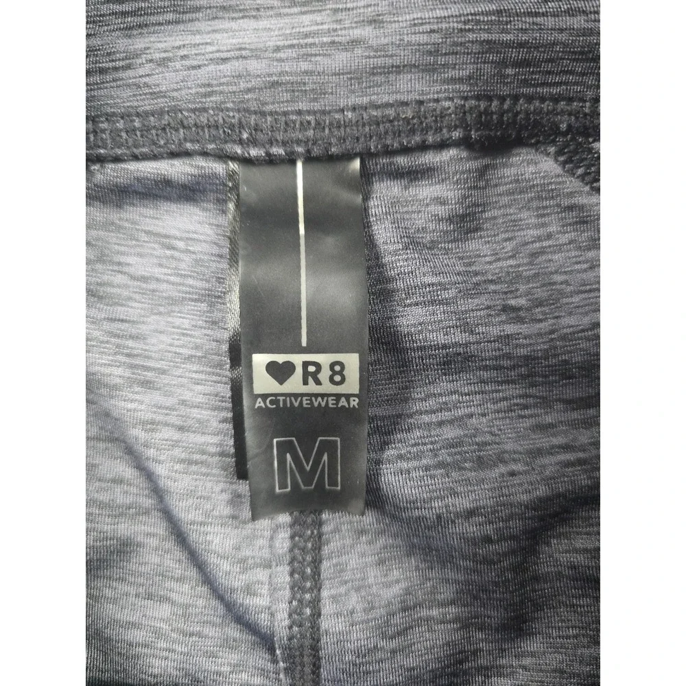 R8 Activewear Womens Grey Space Dye Mesh Panel Cropped Leggings Size M Pockets
